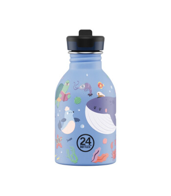24Bottles Kids Bottle Pipetli Paslanmaz &Ccedil;elik &Ccedil;ocuk Su Matarası (250 ml) // Ocean Friends