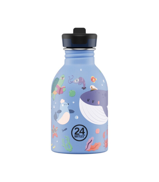 24Bottles Kids Bottle Pipetli Paslanmaz &Ccedil;elik &Ccedil;ocuk Su Matarası (250 ml) // Ocean Friends
