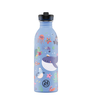24Bottles Kids Bottle Pipetli Paslanmaz &Ccedil;elik &Ccedil;ocuk Su Matarası (500 ml) // Ocean Friends