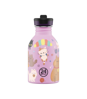 24Bottles Kids Bottle Pipetli Paslanmaz &Ccedil;elik &Ccedil;ocuk Su Matarası (250 ml) // Meow Friends