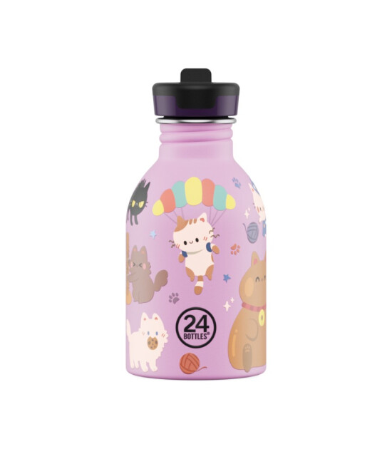 24Bottles Kids Bottle Pipetli Paslanmaz &Ccedil;elik &Ccedil;ocuk Su Matarası (250 ml) // Meow Friends
