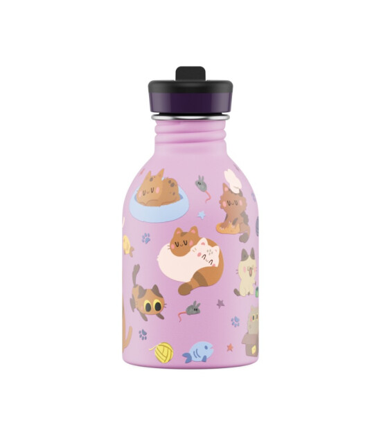 24Bottles Kids Bottle Pipetli Paslanmaz &Ccedil;elik &Ccedil;ocuk Su Matarası (250 ml) // Meow Friends