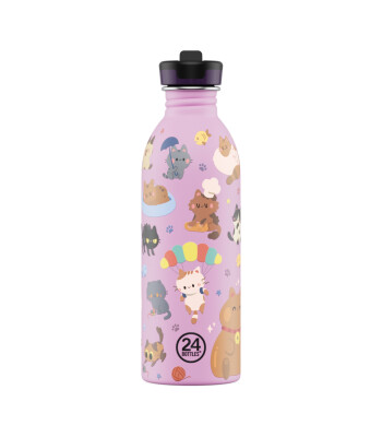 24Bottles Kids Bottle Pipetli Paslanmaz &Ccedil;elik &Ccedil;ocuk Su Matarası (500 ml) // Meow Friends