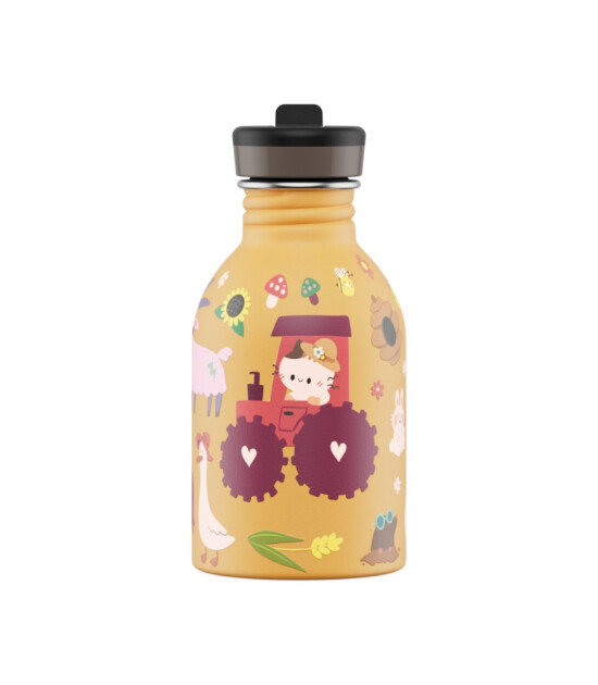 24Bottles Kids Bottle Pipetli Paslanmaz &Ccedil;elik &Ccedil;ocuk Su Matarası (250 ml) // Farm Friends