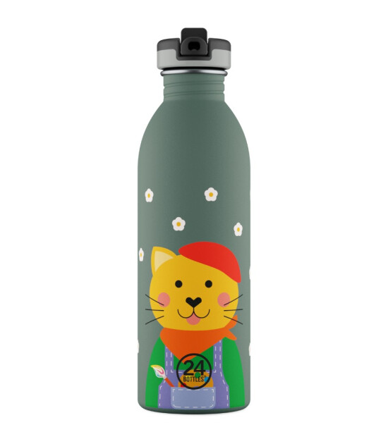 24Bottles Kids Bottle Paslanmaz &Ccedil;elik &Ccedil;ocuk Su Matarası (500 ml) // Smart Cat