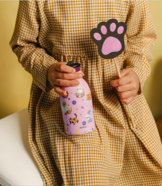 24Bottles Kids Bottle Pipetli Paslanmaz &Ccedil;elik &Ccedil;ocuk Su Matarası (250 ml) // Meow Friends