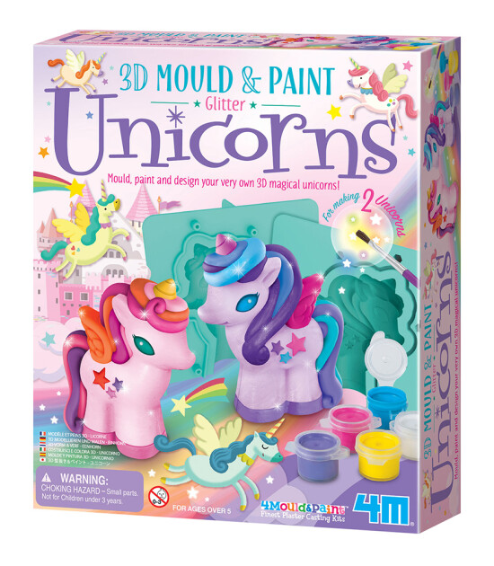 4M 3D Unicorn Kalıp ve Parıltılı Boyama Seti