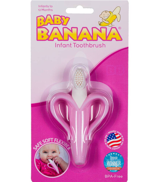Baby Banana Diş Kaşıyıcı Diş Fırçası (Pembe)