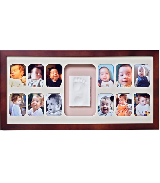 Baby Memory Prints El ve Ayak İzi 12 Aylık Çerçeve (Ceviz)