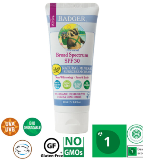 Badger Clear Zinc Kokusuz Güneş Kremi (SPF30)