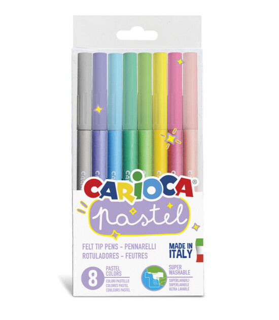 Carioca Süper Yıkanabilir Keçeli Boya Kalemi // Pastel (8 Renk)