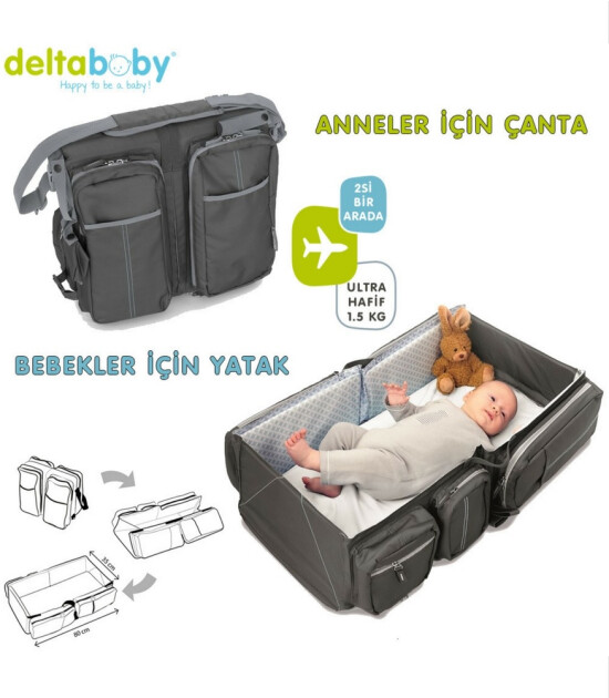 Delta Baby Seyahat Yatağı & Bakım Çantası (Gri)