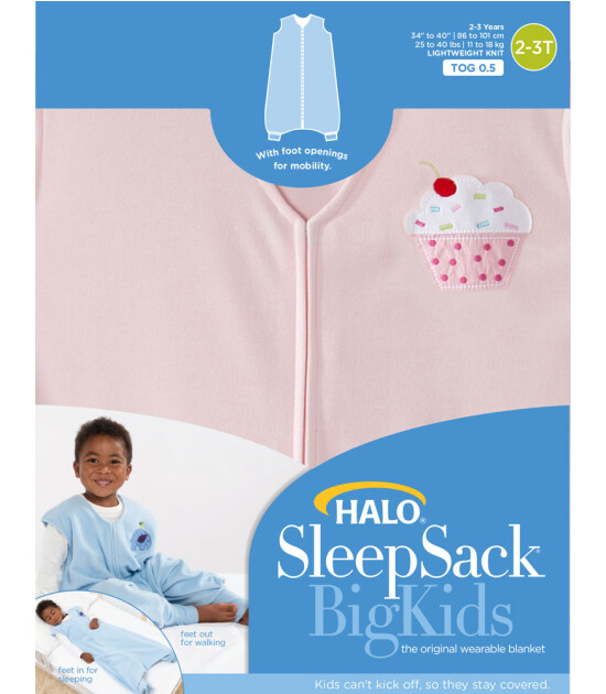 HALO® SleepSack® Big Kids Ayaklı Uyku Tulumu (Pembe Muffin)