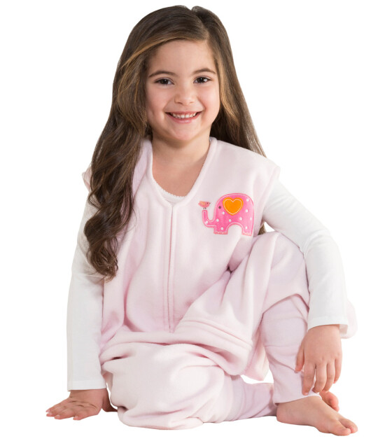 HALO® SleepSack® Big Kids Ayaklı Polar Uyku Tulumu (Pembe Fil)