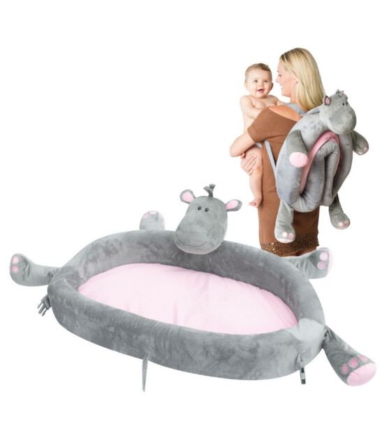 LulyZoo Taşınabilir Bebek Yatağı ve Oyun Minderi (Hipopotam)