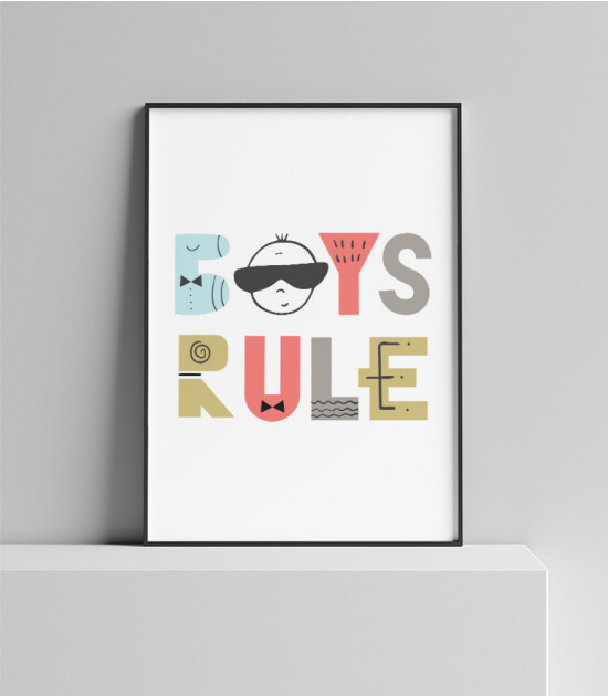 Olive & Mom Poster - Boys Rules