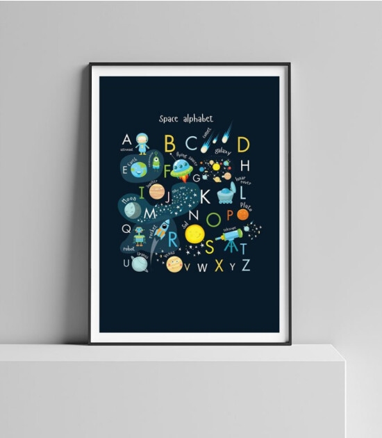 Olive & Mom Poster - Space Alphabet 21 x 30 cm