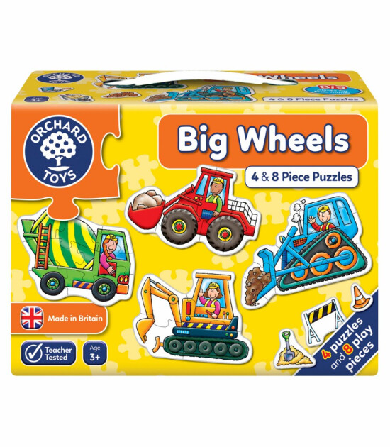 Orchard Toys Puzzle Set // Big Wheels (4 ve 8 Parça)