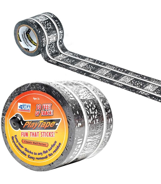 PlayTape Klasik Demiryolu Serisi Yol Bandı - Siyah (30ftx2in)