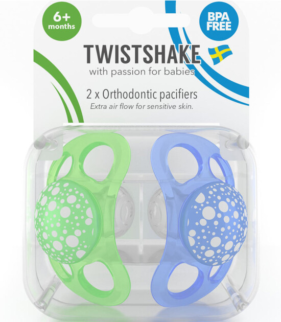 TwistShake Silikon Emzik (6 Ay+) / Mavi - Yeşil