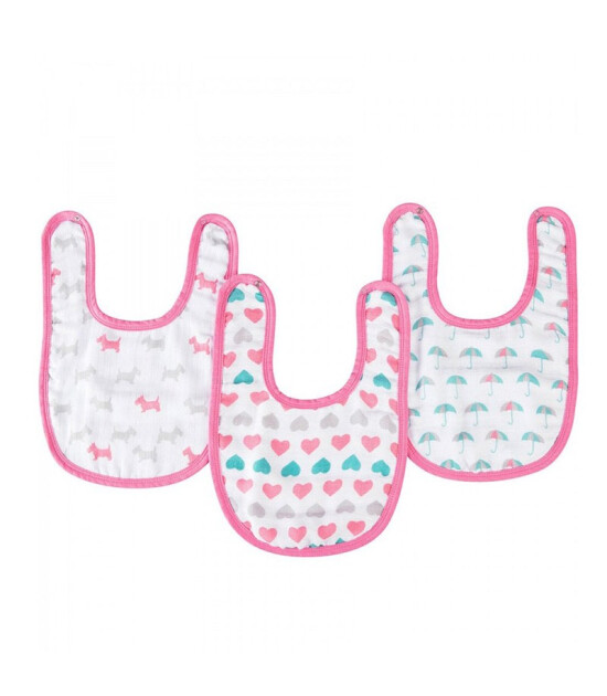 aden + anais 3'lu Ideal Baby M&uuml;slin &Ouml;nl&uuml;k Takımı (Pretty Sweet)