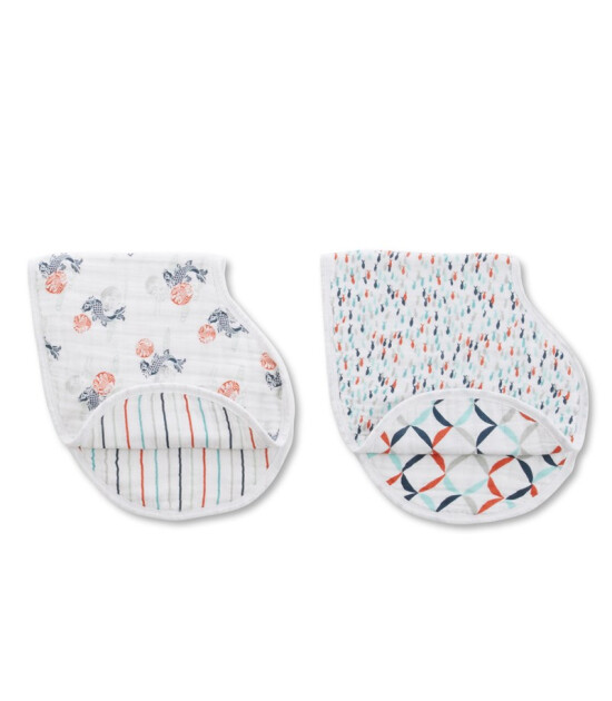 aden + anais 2'li Ağız Bezi ve Önlük Takımı (Tea Fish Pond)