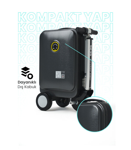 Airwheel SE3S Elektrikli Binilebilir Scooter Valiz // Siyah