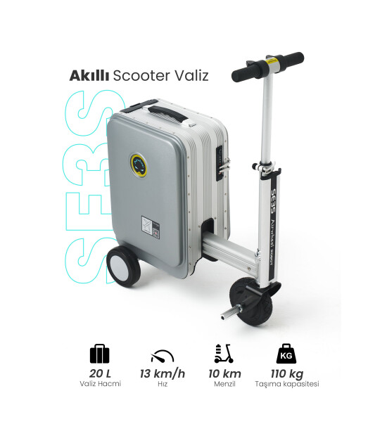 Airwheel SE3S Elektrikli Binilebilir Scooter Valiz // Gri