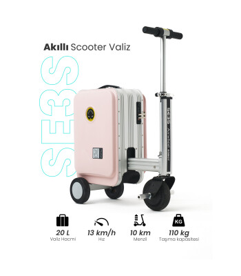 Airwheel SE3S Elektrikli Binilebilir Scooter Valiz // Pembe