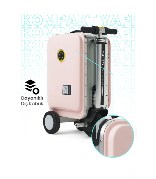 Airwheel SE3S Elektrikli Binilebilir Scooter Valiz // Pembe