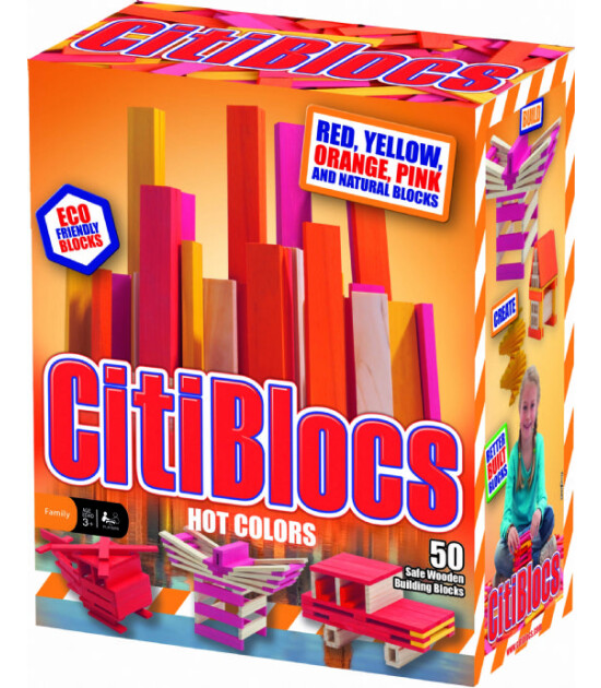 Citiblocs 50 Parça Sıcak Renkli Ahşap Blok