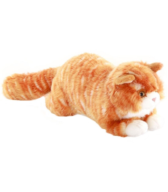 Animals Of The World Peluş Yatan Kahverengi Tekir Kedi (34 cm)