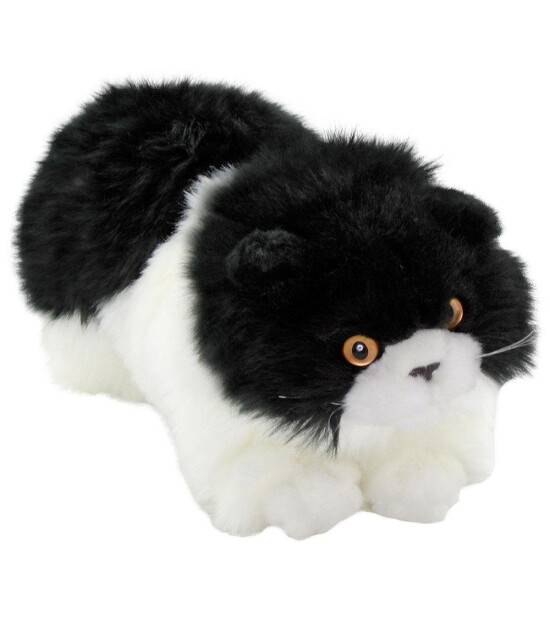 Animals Of The World Peluş Siyah Beyaz Yatan Kedi (26 cm)
