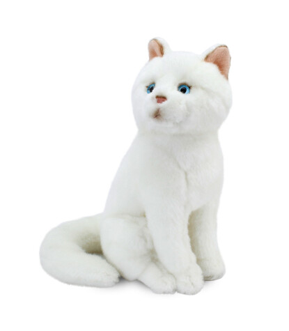Animals Of The World Peluş Oturan Beyaz Kedi (22 cm)