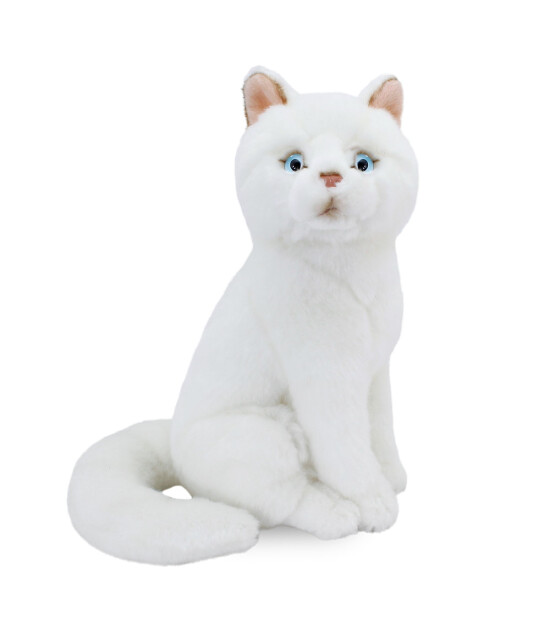 Animals Of The World Peluş Oturan Beyaz Kedi (22 cm)