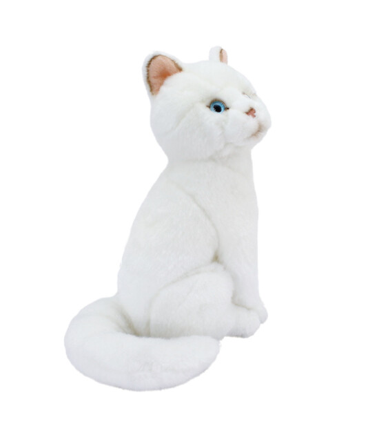 Animals Of The World Peluş Oturan Beyaz Kedi (22 cm)