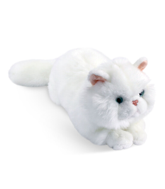 Animals Of The World Peluş Yatan Beyaz Kedi (34 cm)