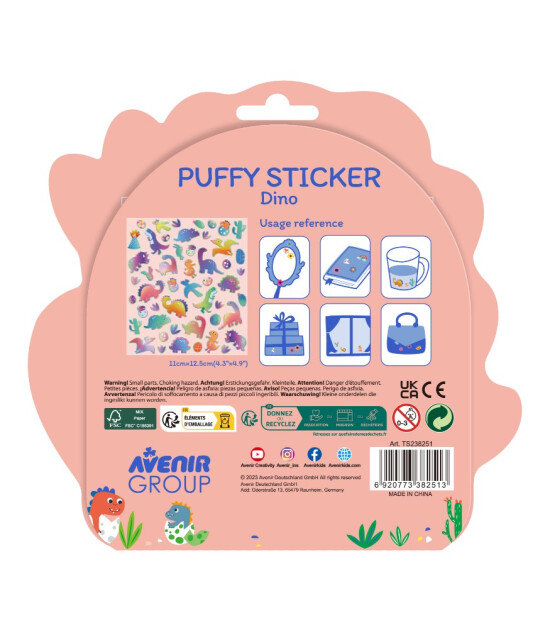 Avenir Puffy Kabartma Çıkartmalar // Dino