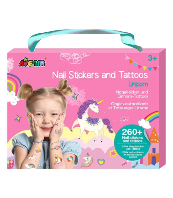 Avenir Tırnak &Ccedil;ıkartmaları ve D&ouml;vme Seti - Unicorns