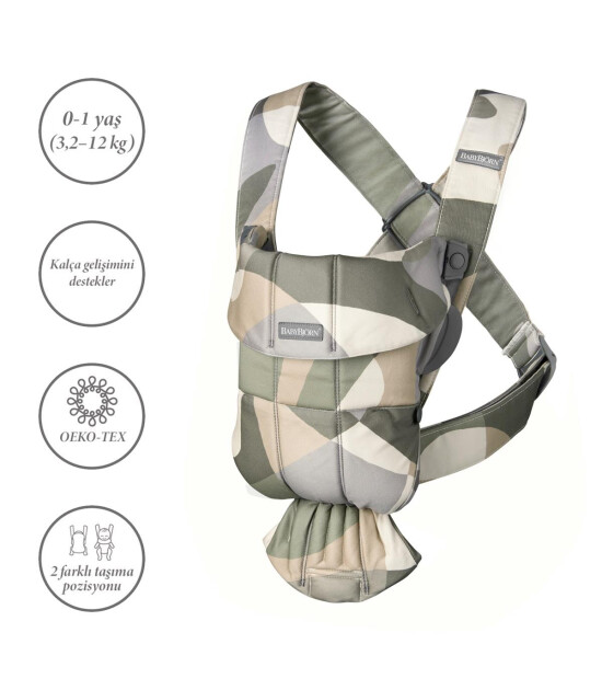 BabyBjörn Kanguru Mini 3D Cotton Print // Khaki Green