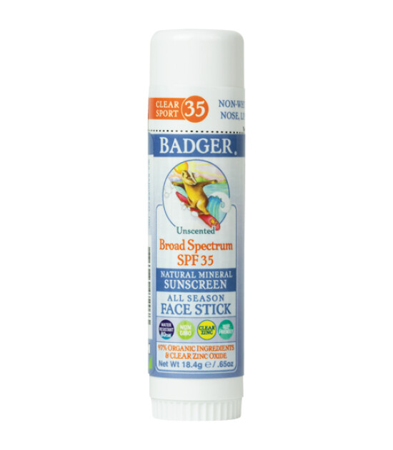 Badger Clear Zinc Spor Güneş Kremi Kolay Sürülüm Stick (SPF35)