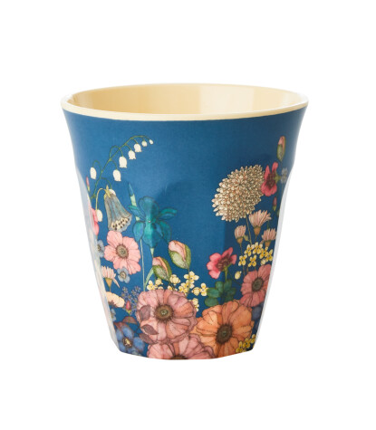 Rice Melamin Bardak (M) // Flower Collage - Blue