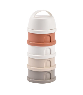 Beaba Süt Tozu Kutusu ve Atıştırmalık Kap Seti // Cotton White - Terracotta