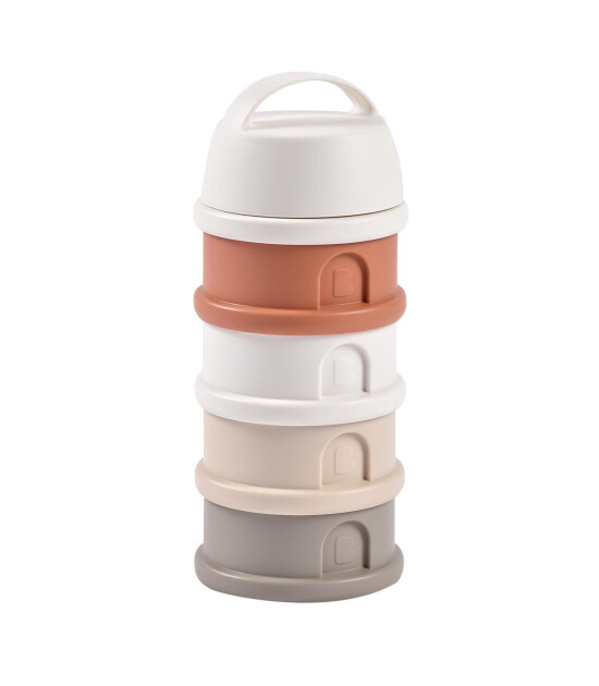 Beaba Süt Tozu Kutusu ve Atıştırmalık Kap Seti // Cotton White - Terracotta