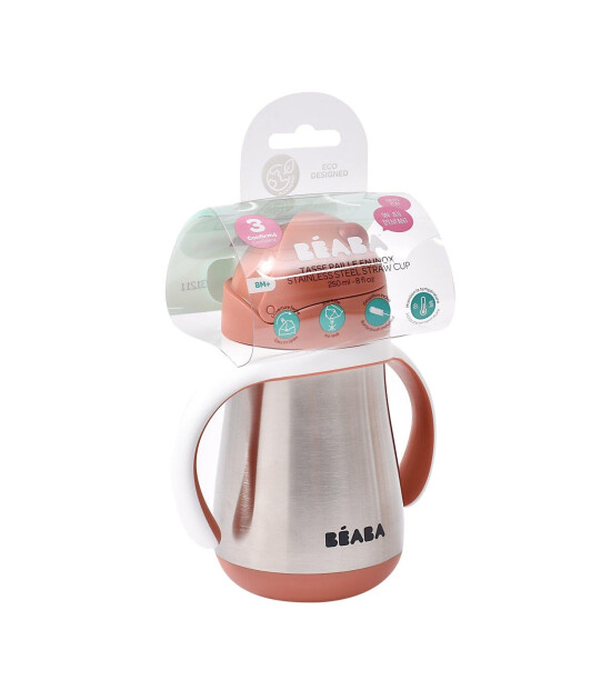Beaba Çelik Termos Pipetli Suluk (250 ml) // Terracotta