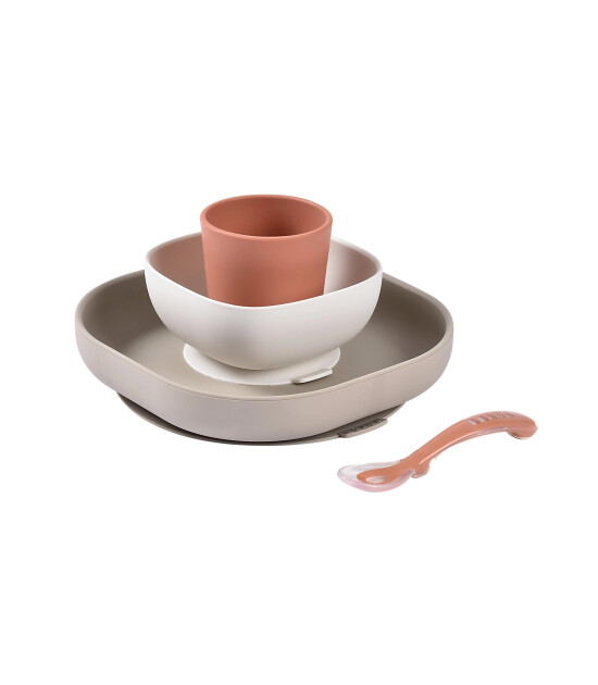 Beaba Silikon Beslenme Seti (4 Parça) // Terracotta