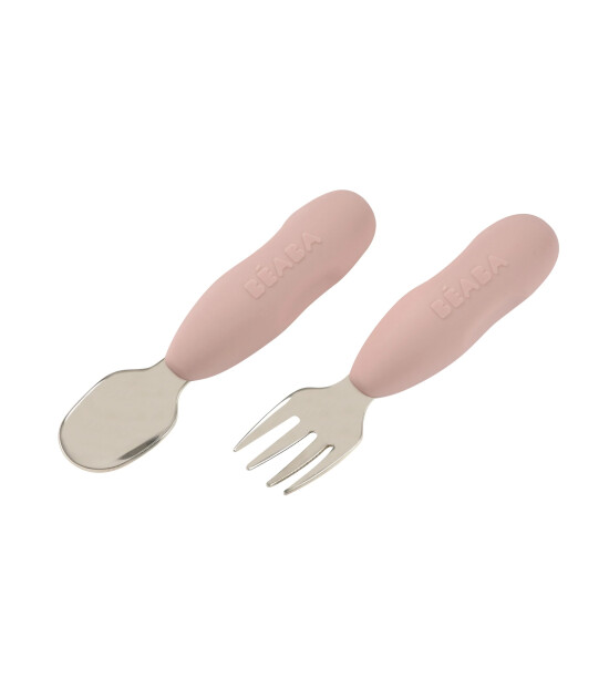 Beaba Paslanmaz Çelik Çatal Kaşık Seti // Cotton Candy