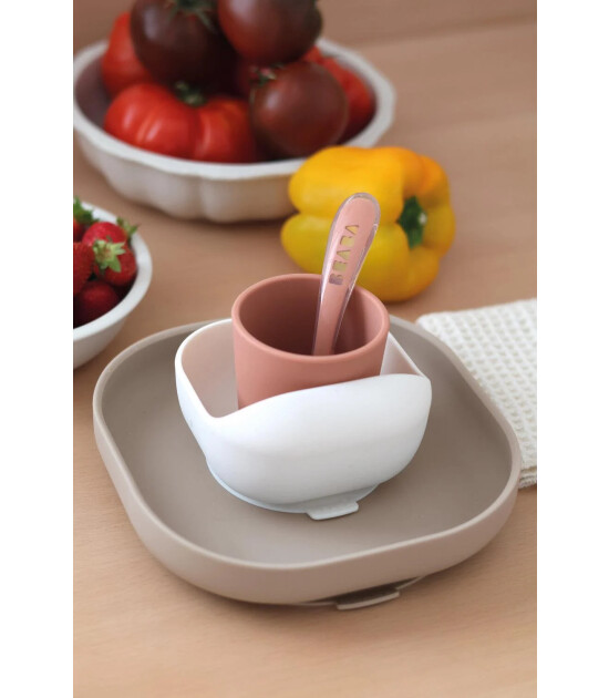 Beaba Silikon Beslenme Seti (4 Par&ccedil;a) // Terracotta - Gazelle