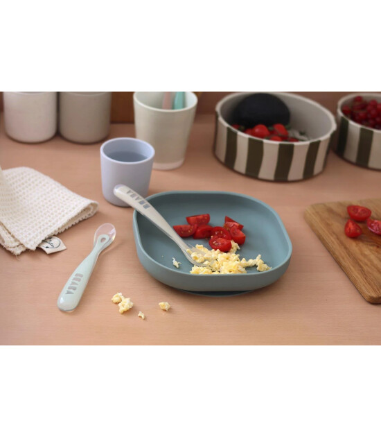 Beaba Silikon Bebek Kaşık Seti // Clay - Misty Green