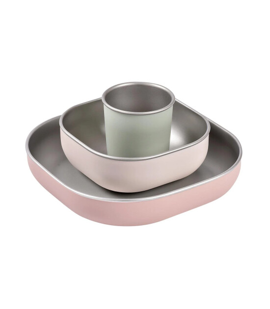 Beaba Paslanmaz Çelik Beslenme Seti (3 Parça) // Cotton Candy